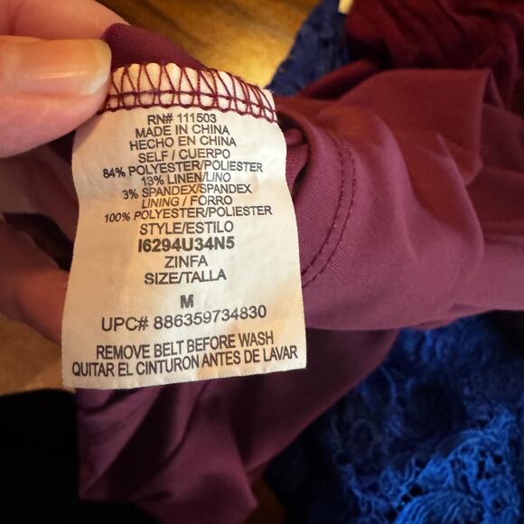 Lily Rose Burgundy Sheer Striped Dress with Scoop Neck, Medium Christmas Holiday - Picture 8 of 8